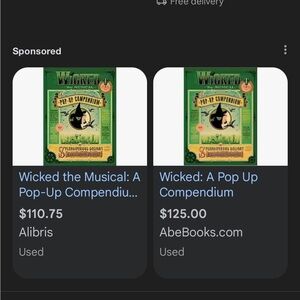 Out of Print Wicked Musical Pop Up Book Like New